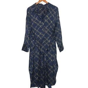 Who What Wear Women's Dress Navy Gold Chains Tie Waist 3X